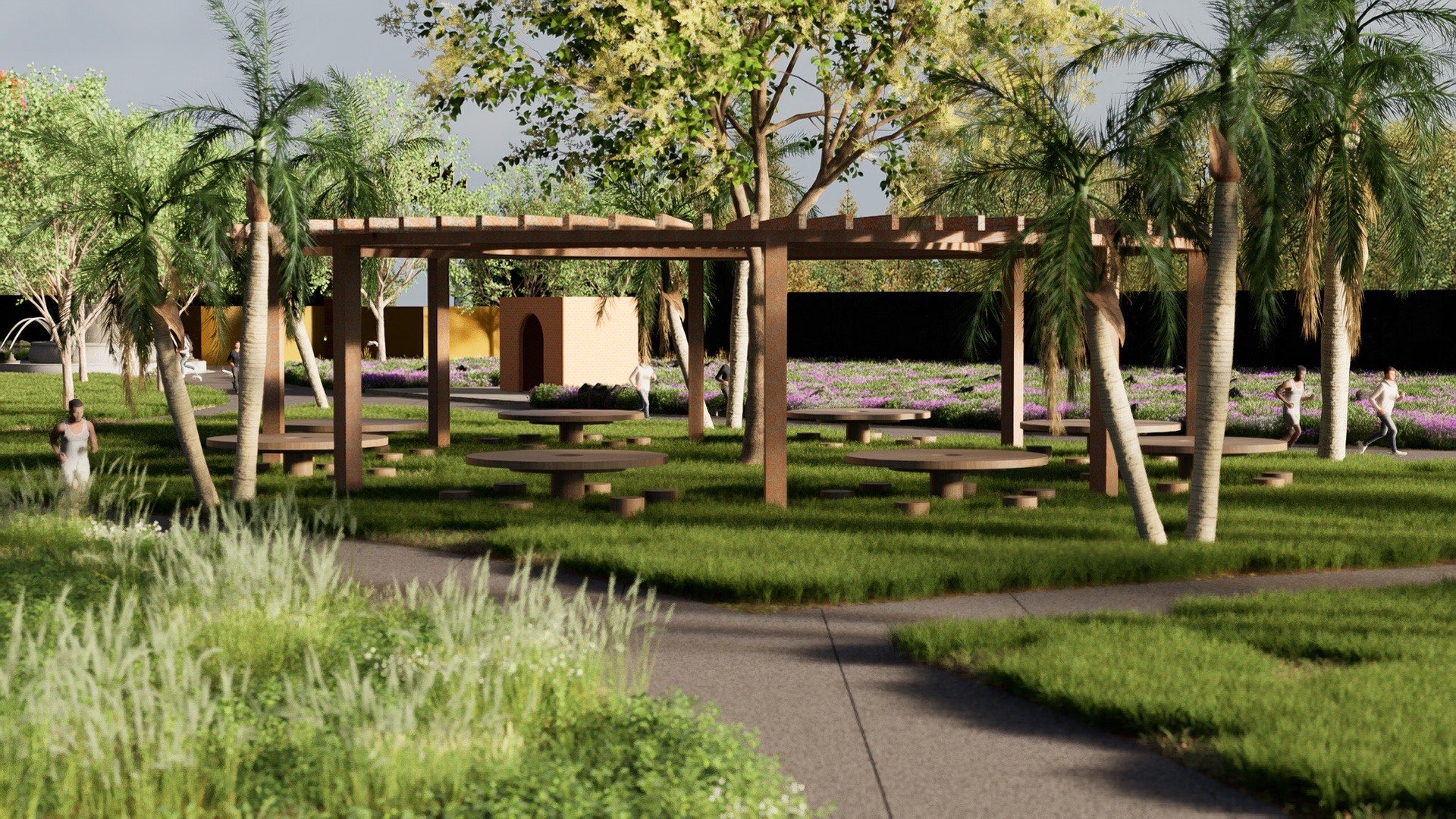Landscaped lawns with gazebos and pathways for leisure and recreation — Atal Udyan, Supa